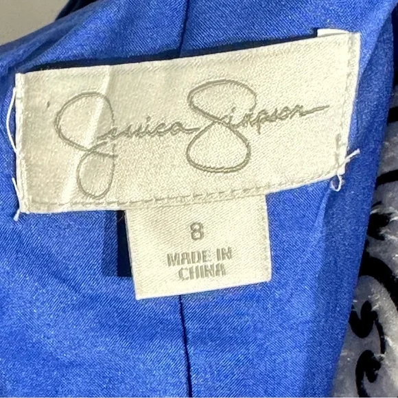 Jessica Simpson NWT Royal Blue Ruffled One-Shoulder Dress Size 8 - Picture 7 of 16